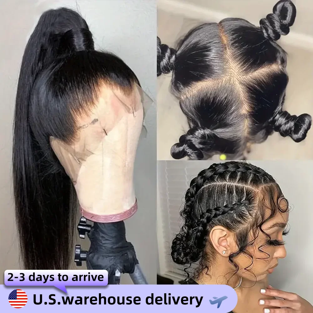 200% Hd Transparent Bone Straight 13x4 Lace Frontal Wigs Pre Plucked Brazilian Remy Hair 5x5 Glueless Wigs Human Hair For Women