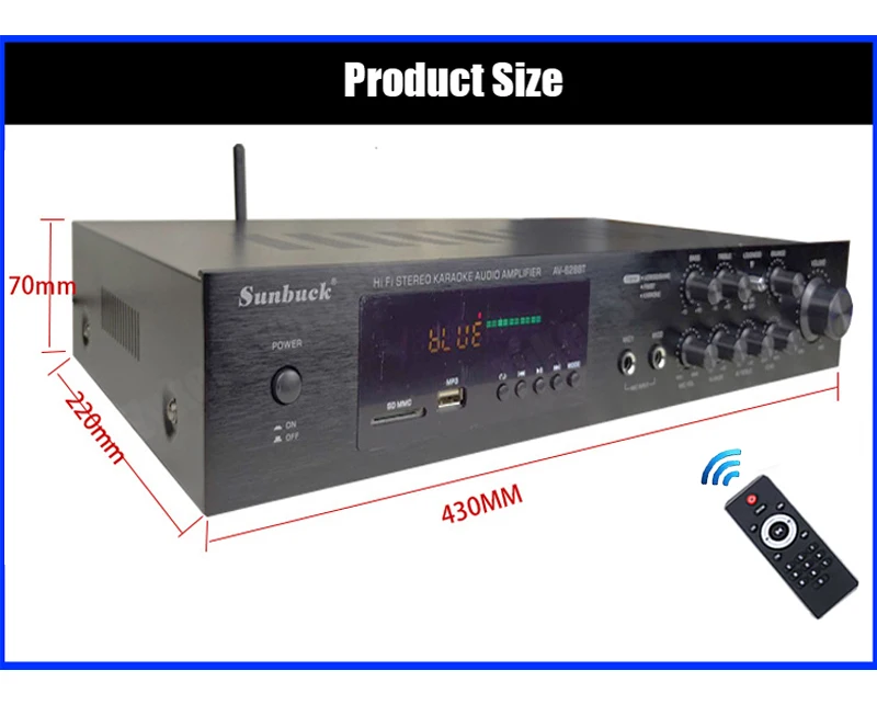 110/220 V SUNBUCK AV-628/298BT Soundverstärker Bluetooth 5.0 Heimkino Audio Power Amplify Unterstützung FM USB mit Fernbedienung – Detail 8