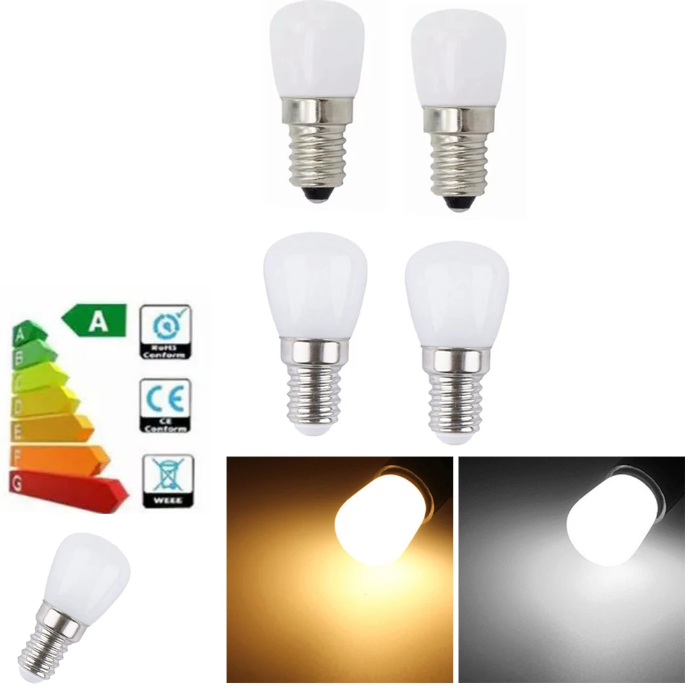 4pcs 2W Led Fridge Light Bulb E14 E12 Cool Warm White 110V 220V 12V 24V Lights For Refrigerators Freezer Bulbs Indicator Mini