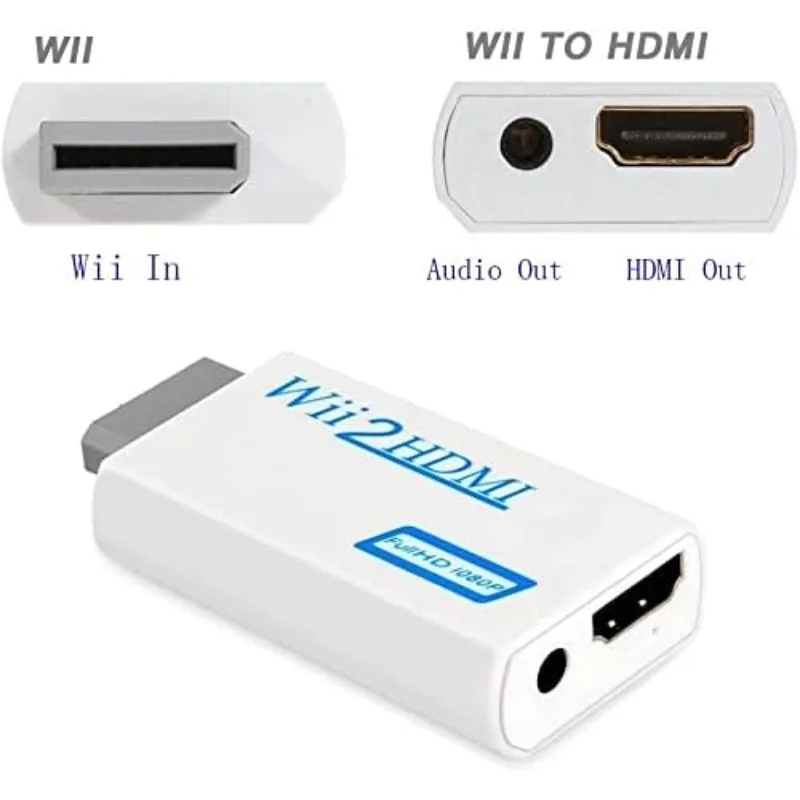 HDMI-Compatible Converter Adapter 1080P HD 720P 3.5mm Jack Audio Video Cable Adapter for Wii To Laptop PC HDTV Monitor Display