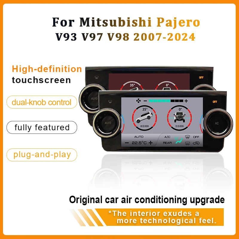 Car air conditioning control panel, high-definition touch dual-knob design suitable For Mitsubishi Pajero  V93 V97 V98 2007-2024