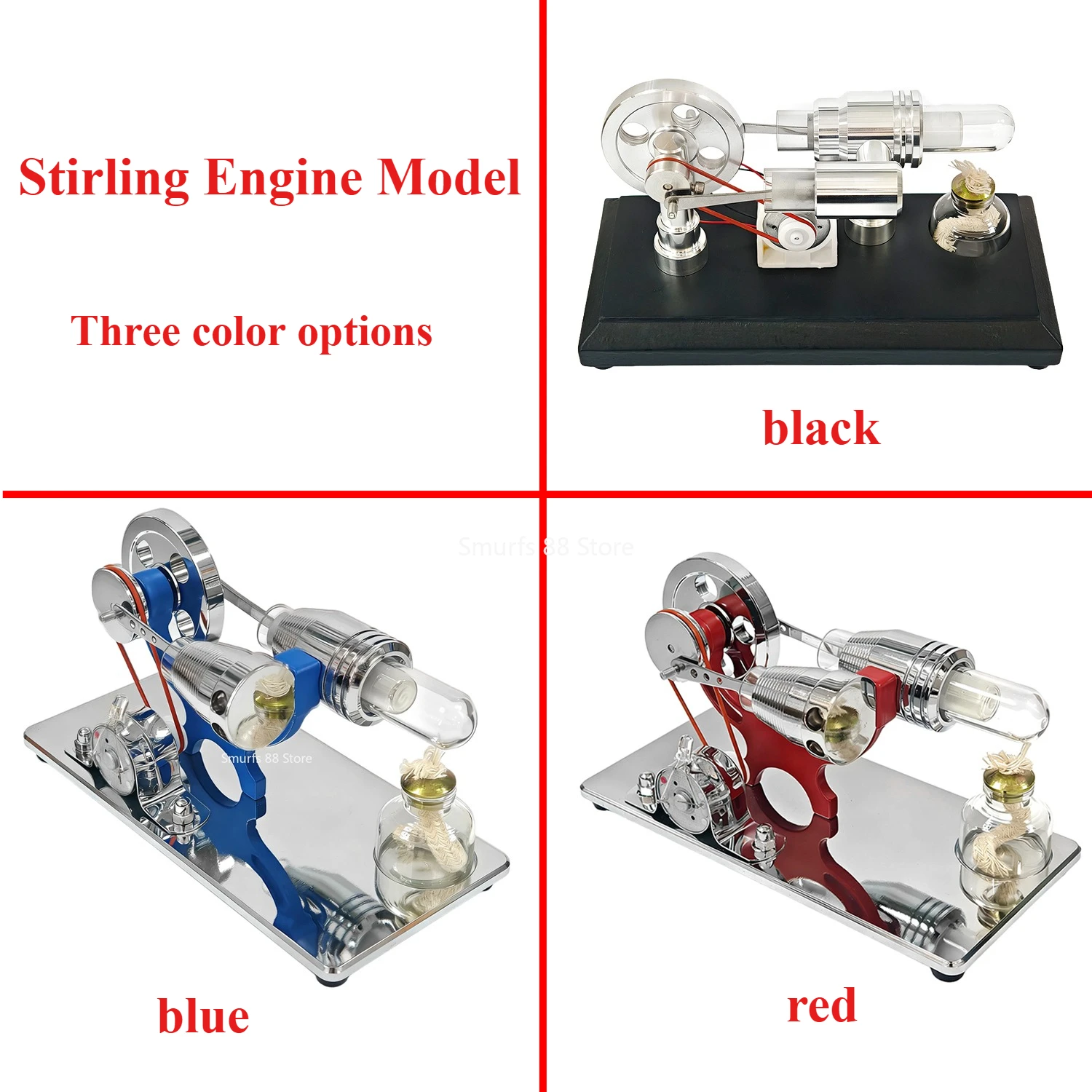 Mini Stirling Engine Generator Model Metal Steam Engine Luminous Power Generation Model Scientific Physics Experiment Model Toy