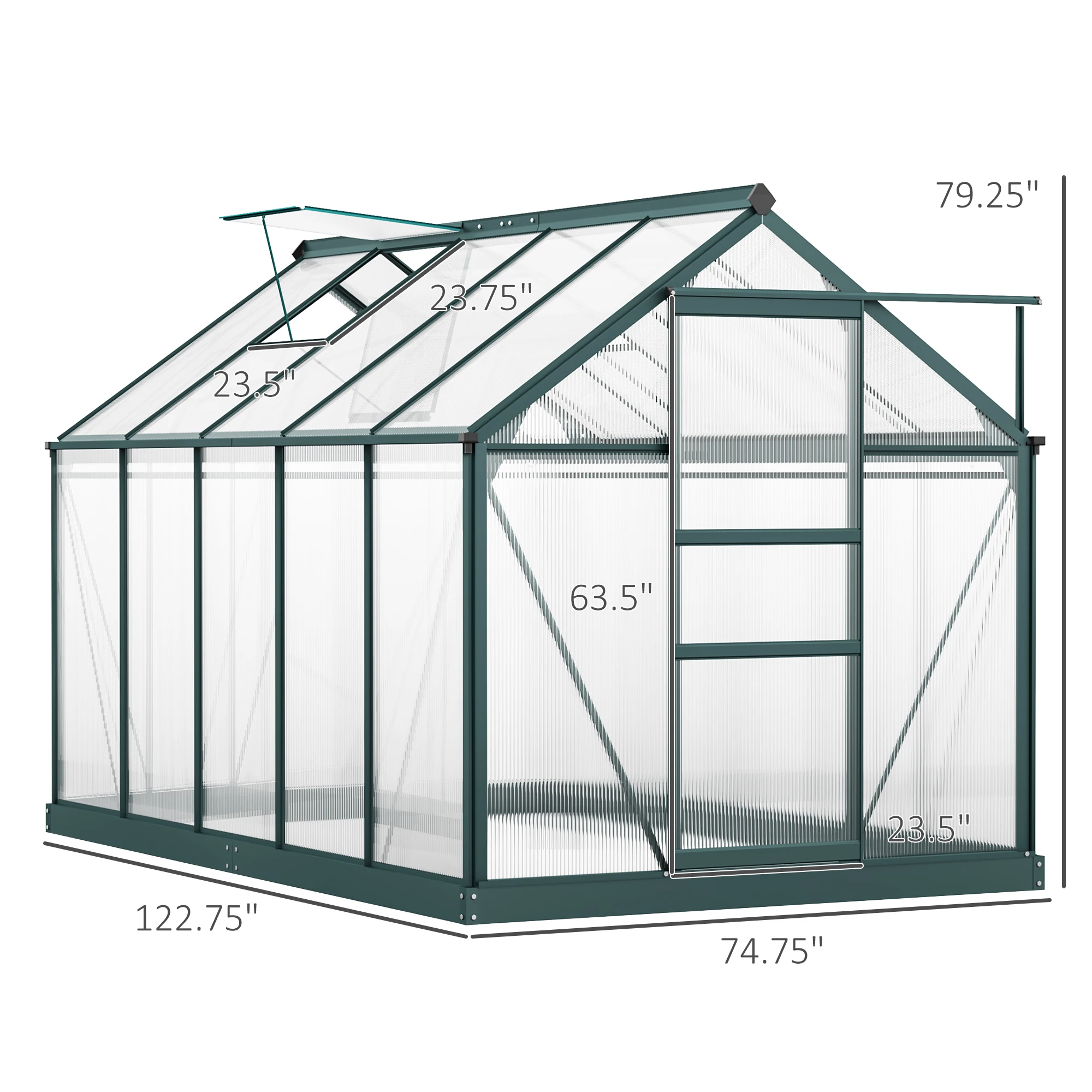 Outdoor Multi-Season Backyard Plant Greenhouse/Hot House W/ Rooftop Vent & Walls