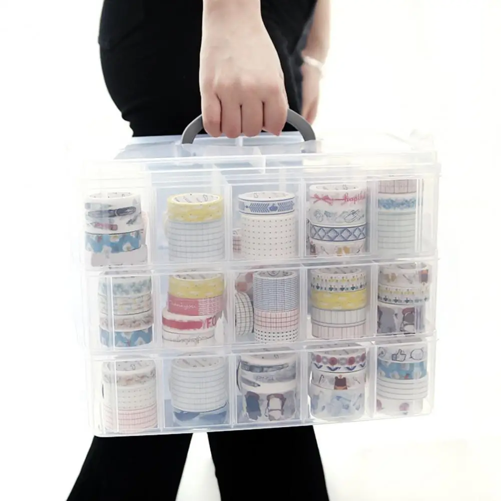 Sundries Organizer  3 Layers   Storage Box Clear Plastic Storage Box with 30 Adjustable Compartments