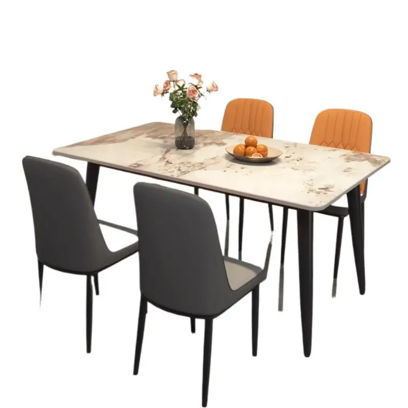 

Rock slab dining table and chair combination, small household size, thickened dining table, modern simplicity