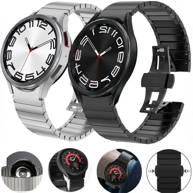 

Metal strap For Samsung Galaxy watch 7 6 5 4 44mm 40mm 5 Pro 45mm No gap interface chain link correa 6 4 Classic 47mm 43mm 46mm
