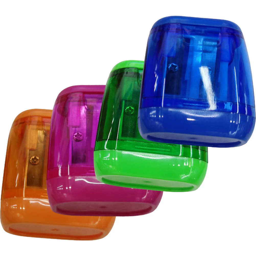 

4 Pcs Bright Color Sharpeners Pencil Students Supplies Colored Pencils Manual Handheld Plastic
