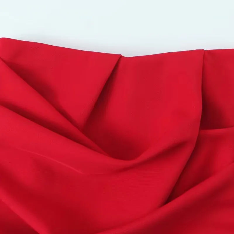 HXAORuffled Short Skirts For Women New Red Mini Skirt Fashion Woman 2025 Summer Tight Pleated Skirt High Waist A-Line Skirt 088