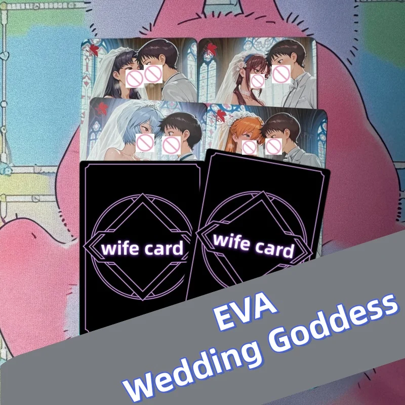 4pcs DIY EVA Girl Rei Ayanami/Asuka Langley Soryu Flower Wedding Color Flash Card 63x88mm Misato Katsuragi Collection Wife Card