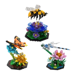 Gobricks MOC Honeybee Butterfly Dragonfly Bricks Cute Model Bee Garden DIY Building Blocks Set Educational Toys For Kids Gift