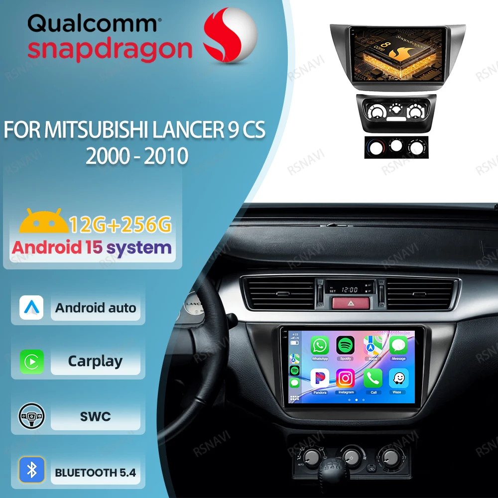 

Car Radio Android 15 For Mitsubishi Lancer 9 CS 2000 - 2010 5G WIFI QLED Viedo Player Navigation Head Unit BT Qualcomm Autoradio