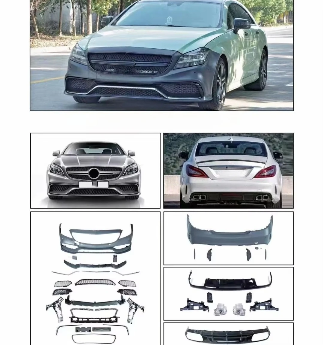 

XDS Best SellingFor CLS218 Upgrade Front Rear Bumper Kit Old Model New Model Exhaust Cut-Outs Front Grille Enhance CLS AMG63 Le