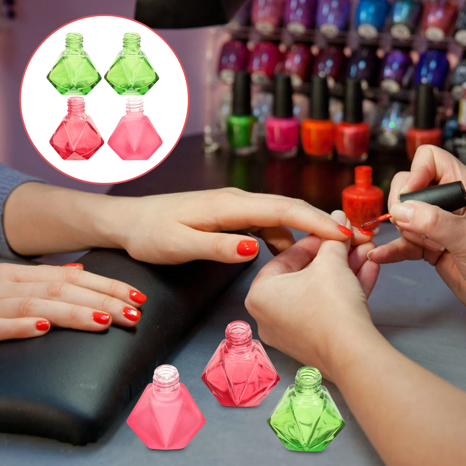 

4Pcs Empty Nail Polish Bottles 10Ml Glass Refillable Small Bottle for Gel Polish Storage Home Salon Gift Small Glass Bottles