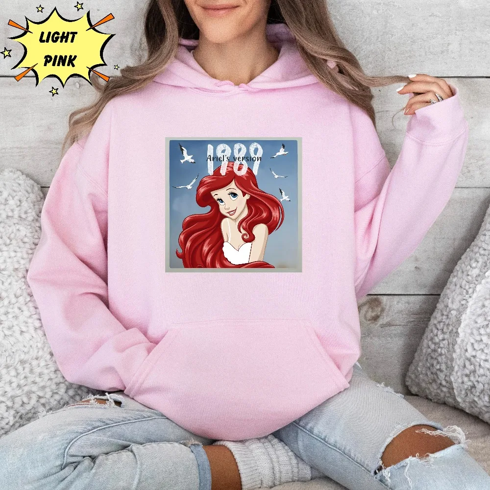 قميص إصدار أرييل 1989، سويت شيرت حورية البحر الصغير المضحك، بلوفر برقبة دائرية للفتيات من ديزني للسفر في الخريف/الشتاء