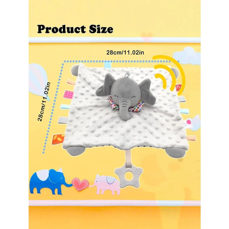 Elephant Baby Comforter Blanket Soft Appease Towel Baby Rattle Animals Toys Soothe Reassure Sleeping Towel Lathe HangingToddler