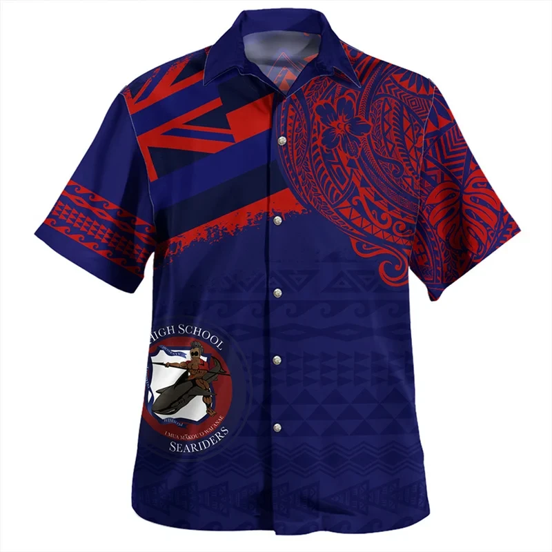 3d Print Amercian Polynesian Hawaii Vlag Shirts Voor Mannen Hawaii Grafische Korte T-Shirts Kleding Tee Top Camisas De Hombre