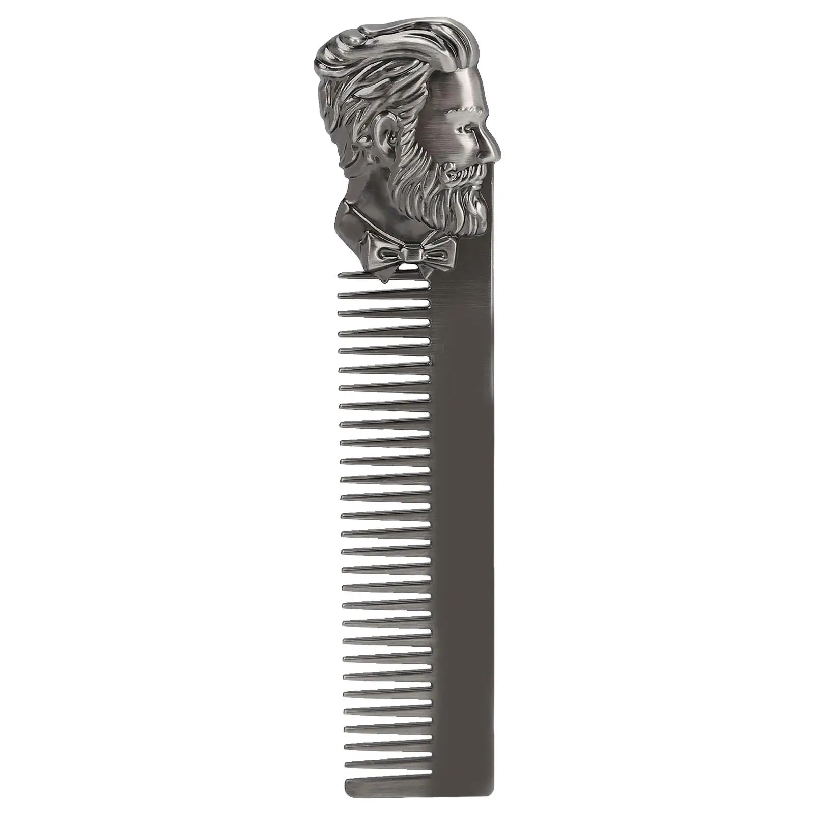 

Vintage Three Dimensional Engraved Zinc Alloy Beard Comb for hair Salon and Home Use