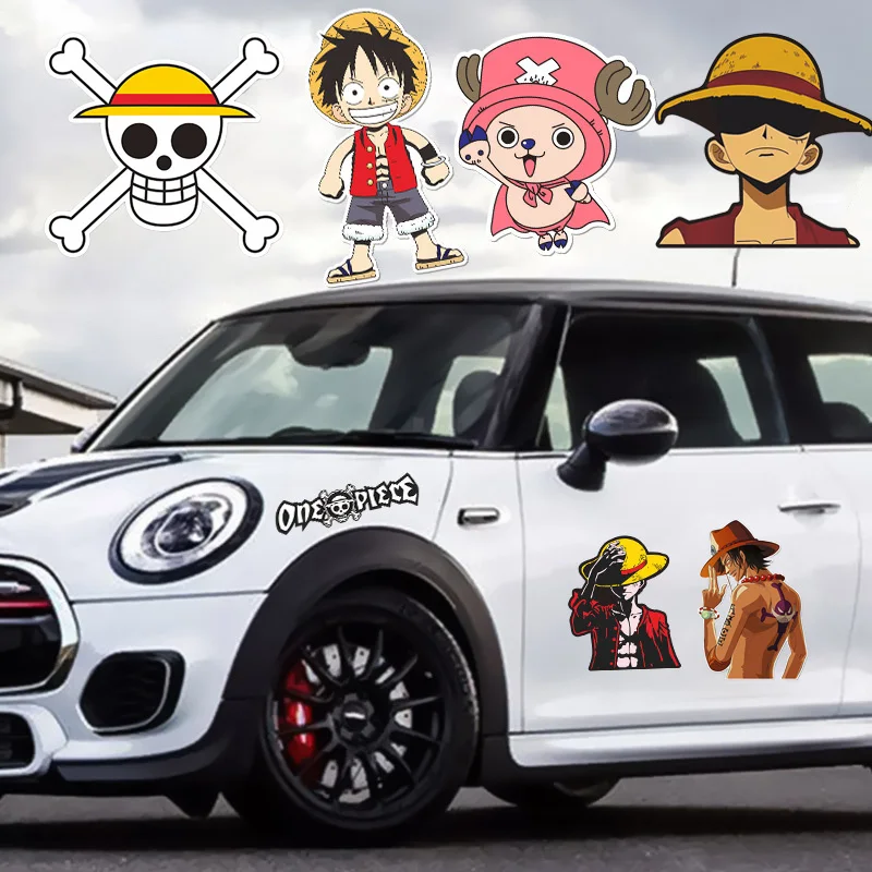 أنيمي قطعة واحدة الكرتون ملصقات السيارات لوفي زورو ايس عمل أرقام مقاوم للماء واقية من الشمس ملصق لعب للأطفال الكبار الهدايا