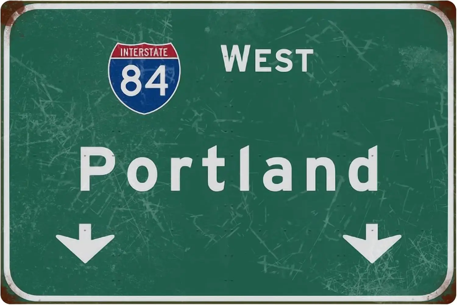1p,Tin Sign Vintage Highway Interstate 84 West Portland Wall Decor Bar Club Home Airport Highway Art Vintage Plaque Hanging  Inc