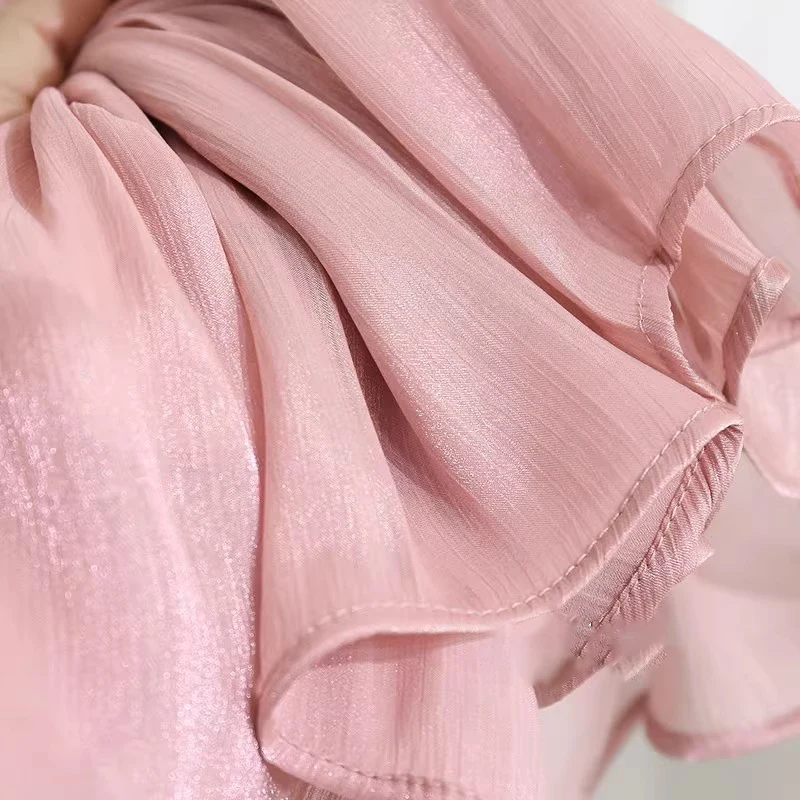 2026 Frühjahr/Sommer Neuer Glänzender A-Linien-Rock für Damen, Einfarbig, Hohe Taille, Französischer Pariser Stil, Eleganter Asymmetrischer Rock – Detail 29