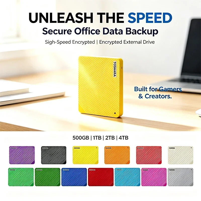 Original A3-5 Portable External Hard Drive Army Green/Red/Yellow Large Capacity Storage Disk for Laptop Desktop Notebook Backup