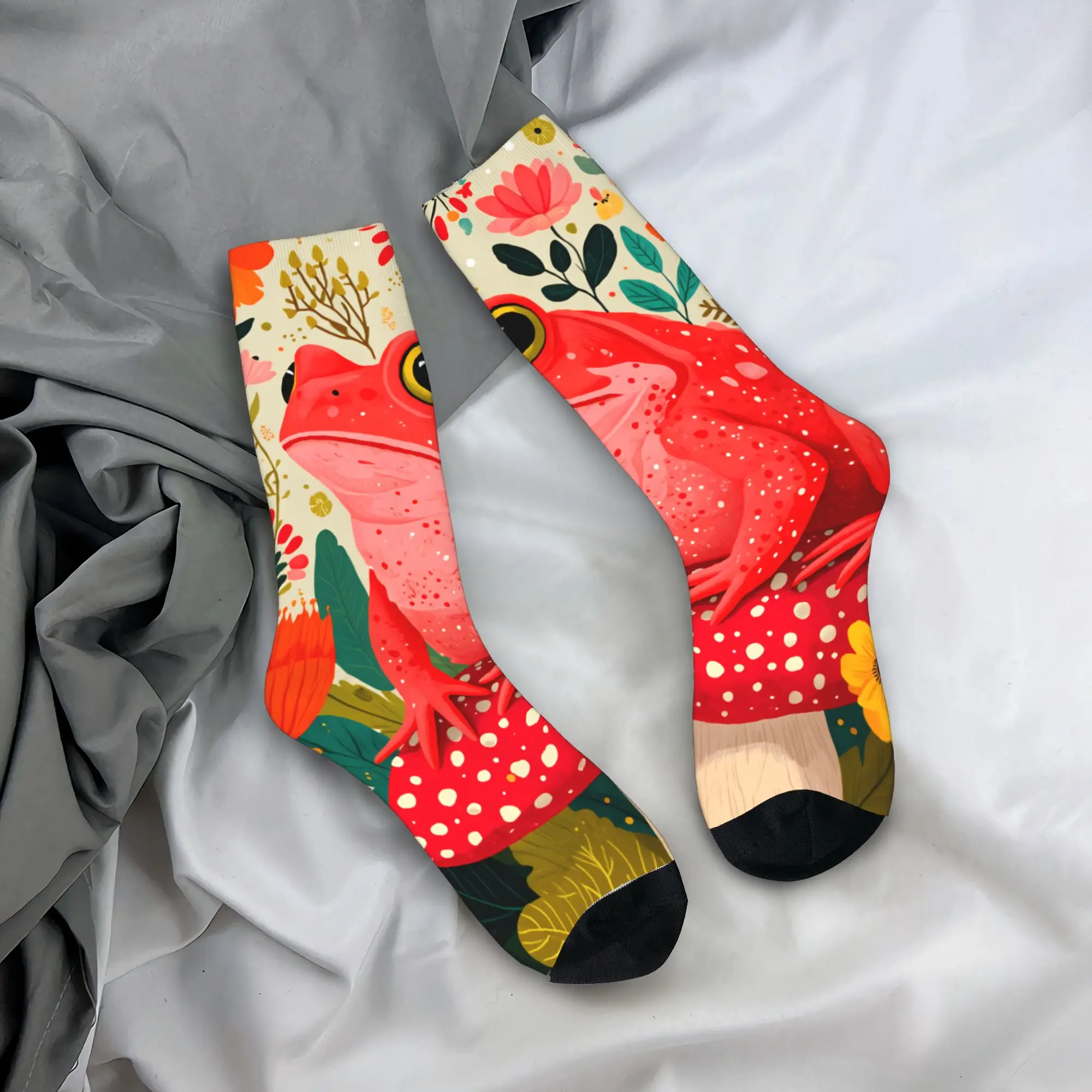 

Забавные носки с графическим рисунком «Таинственное глазное яблоко» и психоделической лягушкой, осенние нескользящие носки, мужские носки для велоспорта, высококачественные носки