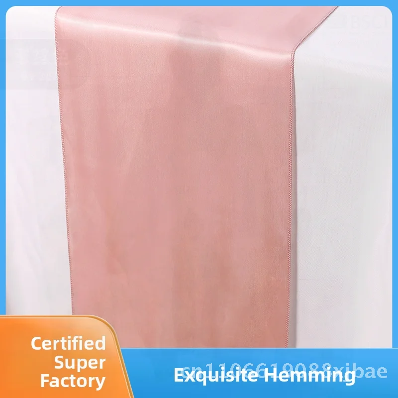 

Solid Color Silk Satin Table Runner Long 275cm Dining Tablecloth Wedding Hotel Decoration Pure White Off-White Burgundy More
