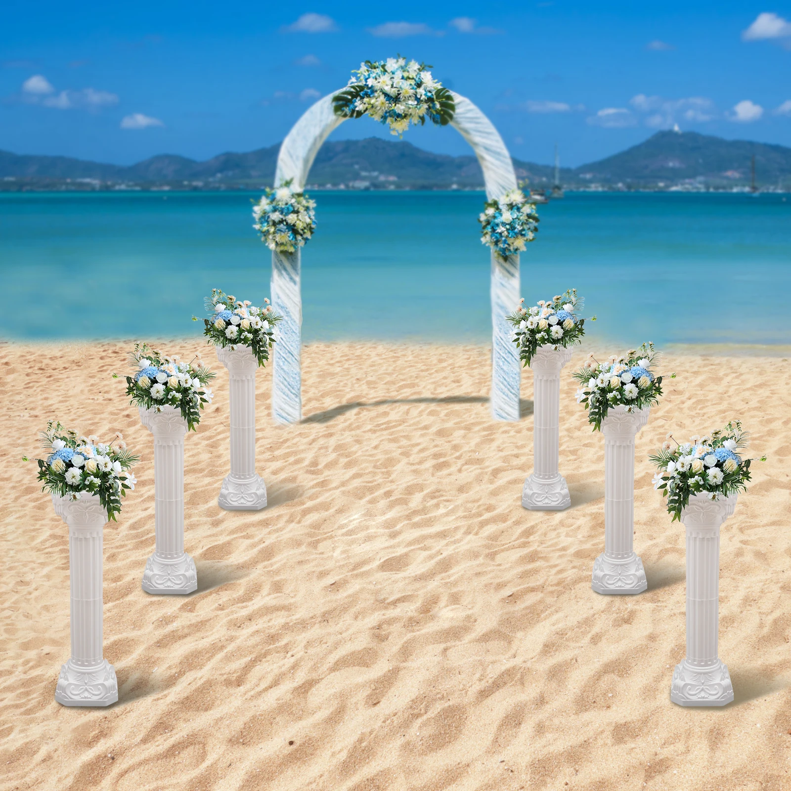 

2 шт. белые пластиковые римские статуи-колонны — идеально подходят для украшения садов, свадеб, вечеринок, отелей и церемониальных мероприятий.