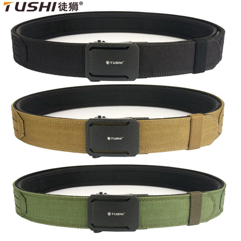 

TUSHI Men Outdoor Hunting Tactical Belt Multi-Function Nylon Belt High Quality Marine Corps Automatically inner and outer Belt