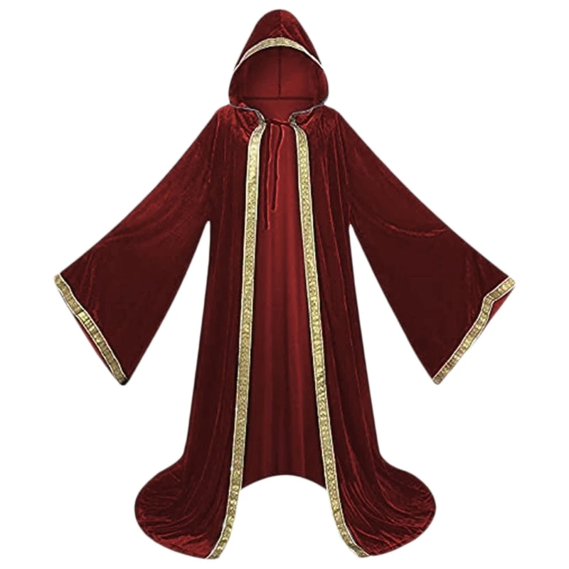 Capa da morte Halloween com capuz capa Meidieval Robe fantasia para cosplay adulto