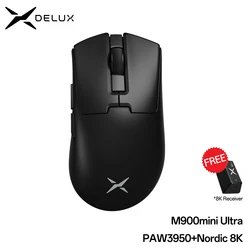 Delux M900mini Ultra Wireless Gaming Mouse Ergonomic Mice PAW3950 8KHz 45g Lightweight for Medium to Small Hands PC Laptop Gamer