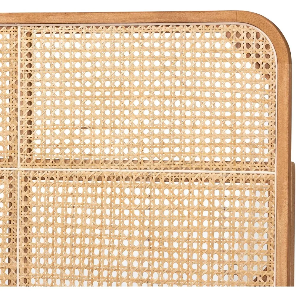 bali & pari Lainer Modern Bohemian Natural Finished Bayur Wood and Natural Bamboo Queen Size Headboard