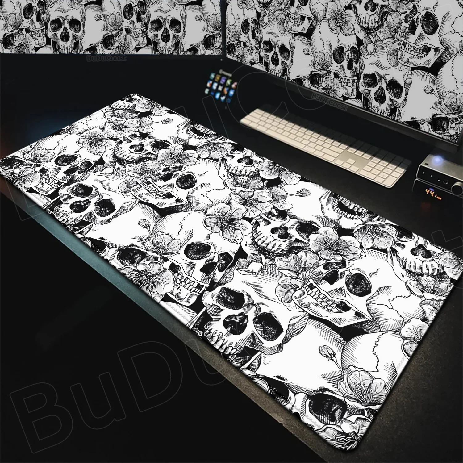 Horror Skeleton Mouse Pad Black and White Design Game Table Mats XXL Rubber Anti-slip HD Gaming Keyboard Mousepads Long Desk Mat