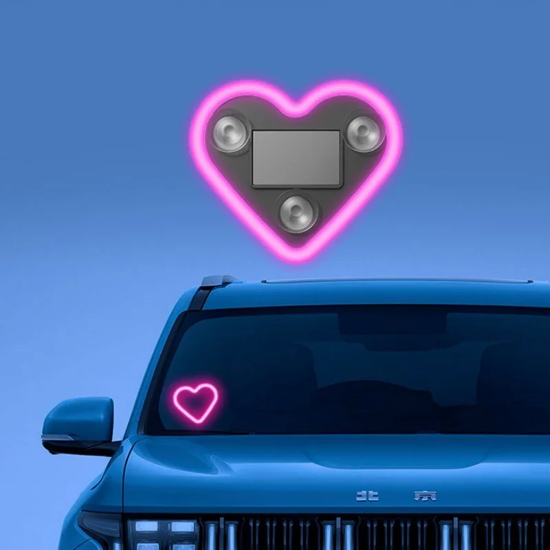 

Car triangular window LED solar heart neon light, rear window luminous interior decorative ambient light, no wiring required
