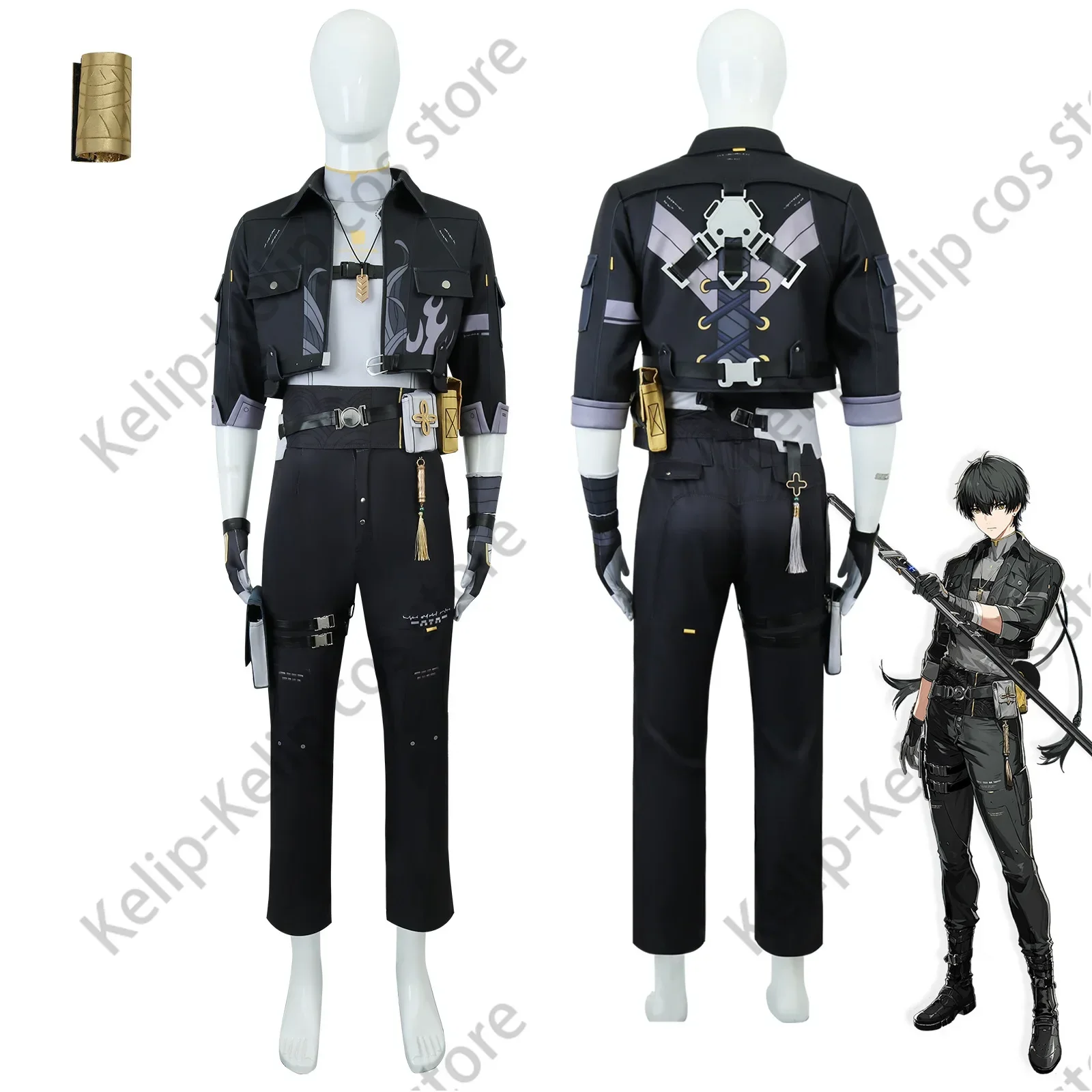 Game Wuthering Waves Cosplay Men Rover Cosplay Costume Uniform Wig Suit Halloween Party Roleplay Outfits for Man