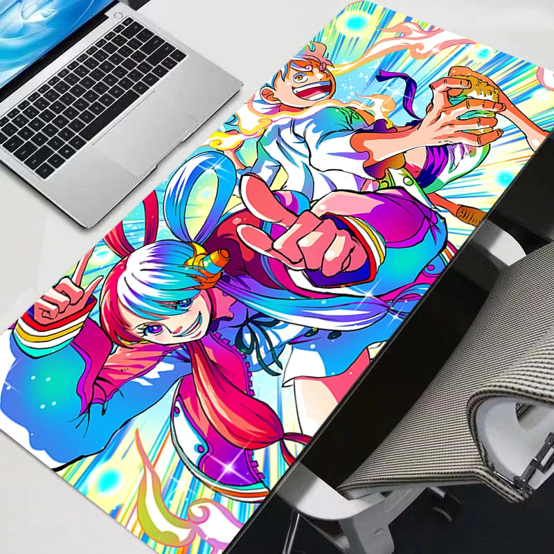 Alfombrilla de ratón para juegos extendida con bordes cosidos, alfombrilla de escritorio, Base antideslizante, alfombrilla para teclado Uta HD de una pieza para ordenador portátil