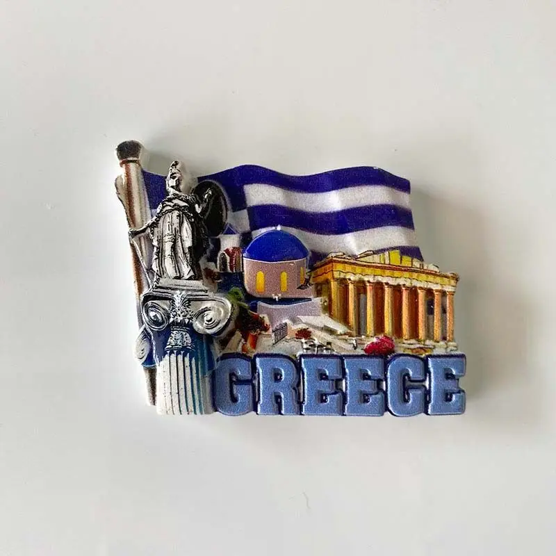 

Greece Scenery 3D Resin Fridge Magnet - Parthenon Acropolis Santorini Flag Statue Cute Magnets Refrigerator Magnets Home Decor