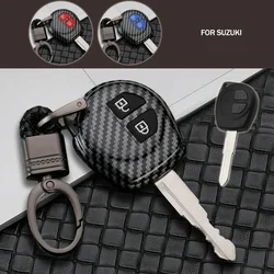 2 Button Remote Carbon ABS Key Case for Suzuki SX4 Swift Grand Vitara Liana Keychain Cover Car Accessories