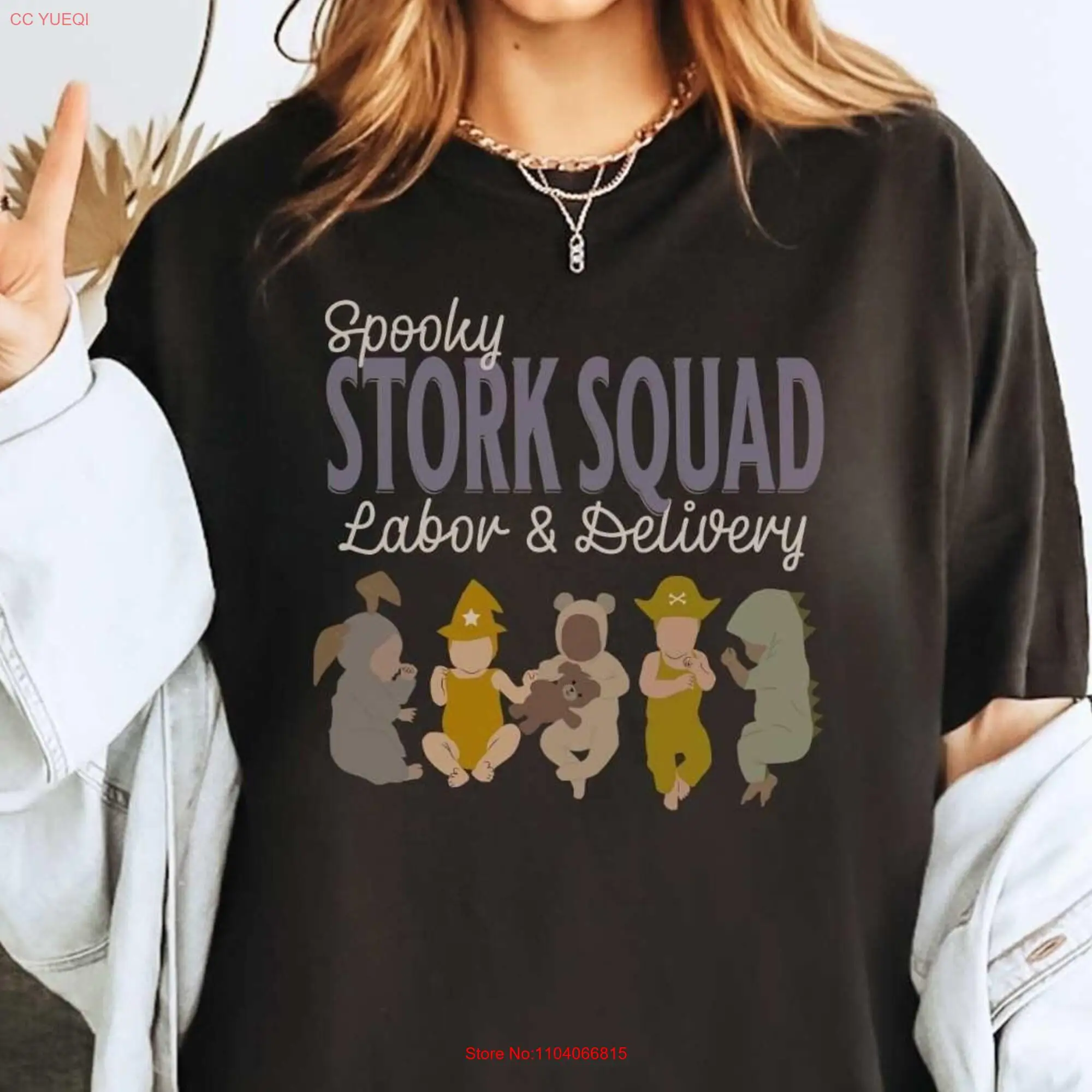 Spooky Stork Squad T Shirt Halloween Labor And Delivery Nurse Crew L D Baby Team Nurses OB RN Oversize