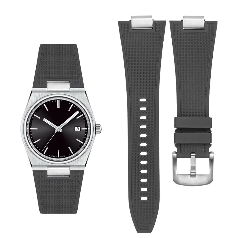 

27mm Quick release Silicone Watch Strap For Tissot PRX T137.407 T137.410 High Quality Fluorine Rubber Watchband men's Bracelet