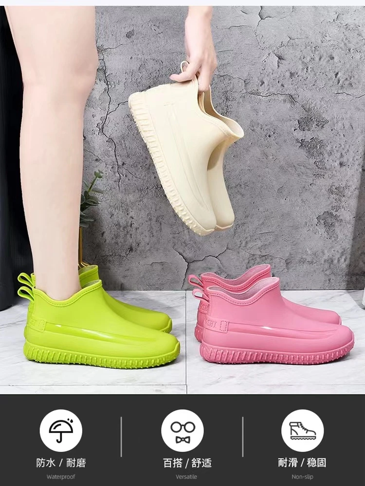 new style rain boots for women, fashionable outdoor non-slip fishing short-tube wear-resistant four-season work waterproof shoes