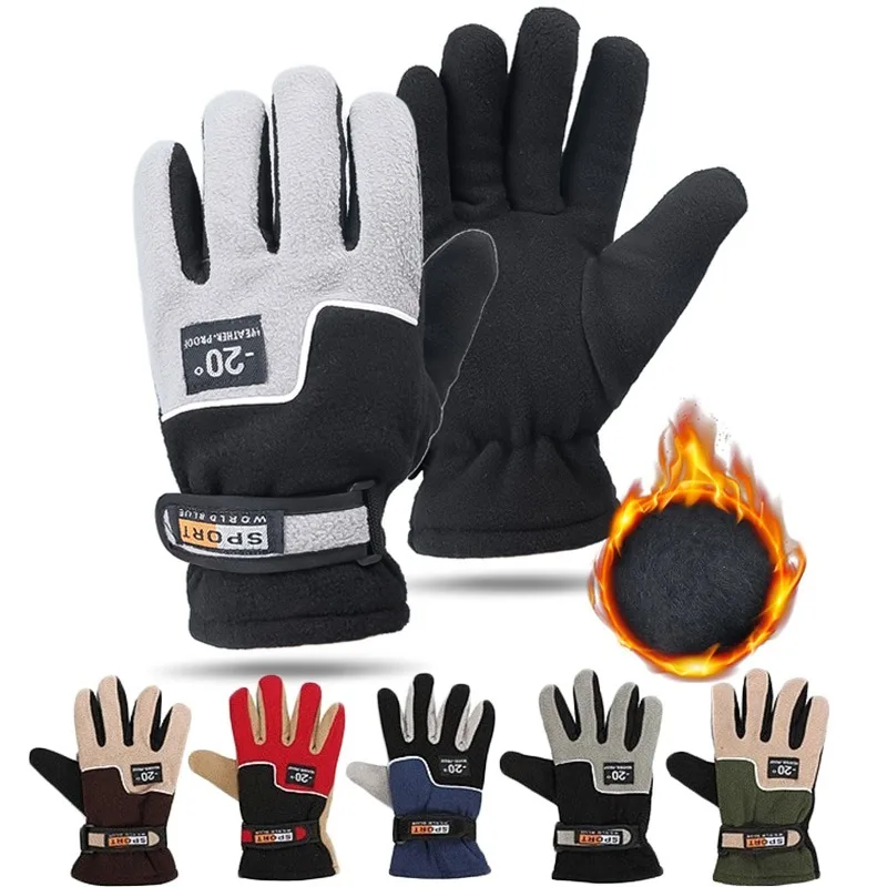 

Men Winter Gloves Windproof Cycling Fleece Gloves Unisex Outdoor Sports Ski Running Motorcycle Riding Gloves Waterproof Mittens