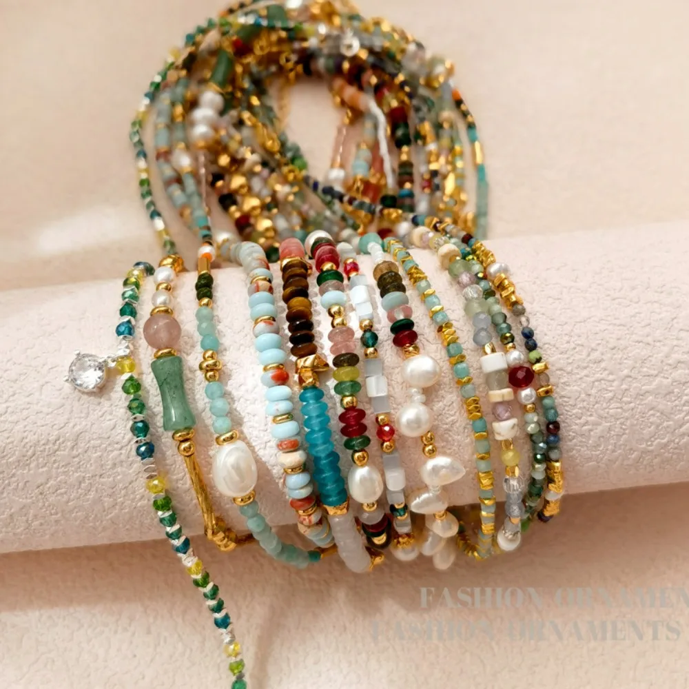 2026 جديد وصول الكلاسيكية الحجر الطبيعي الملونة سلسلة الترقوة المتخصصة تصميم شخصية الخرز الراقية بيان سلسلة الترقوة #3
