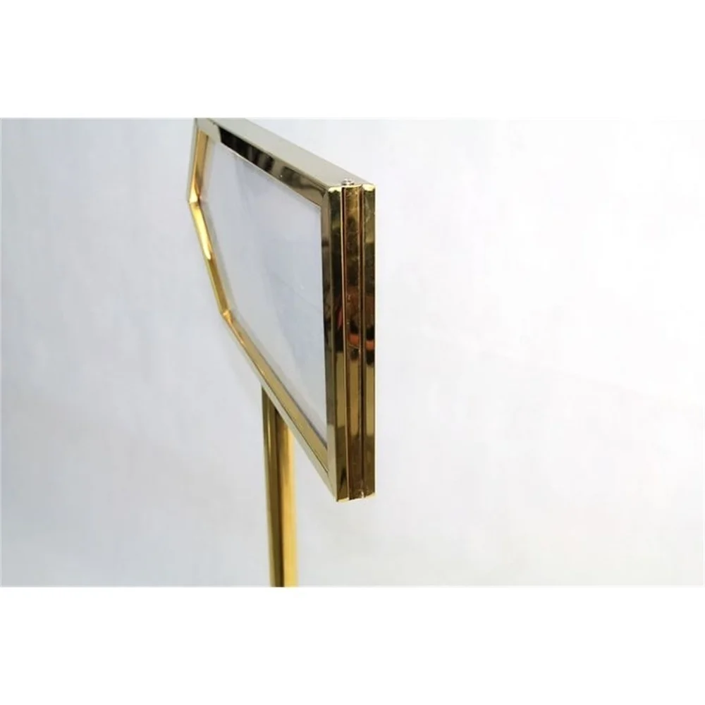 Tianium Gold Hotel Door Signboard Double Sides Floor Sign Holder Stand Stable Floor Signage Rack Metal Frame Gune Display