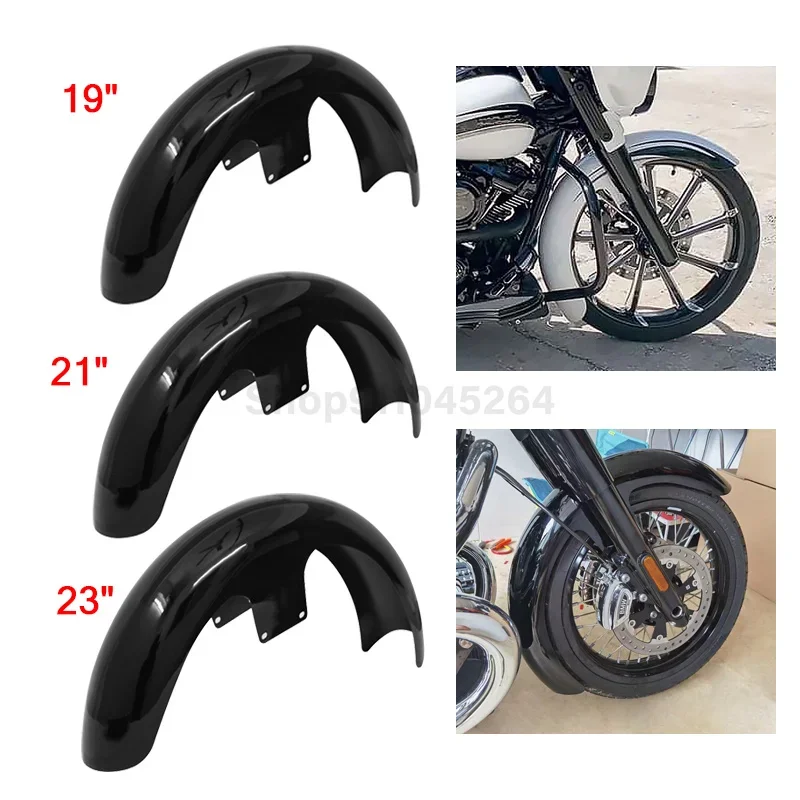 

Motorcycle 19" 21" 23" Wrap Front Fender Black For Harley Touring Electra Street Glide Road King Ultra Custom Baggers 2014-2021