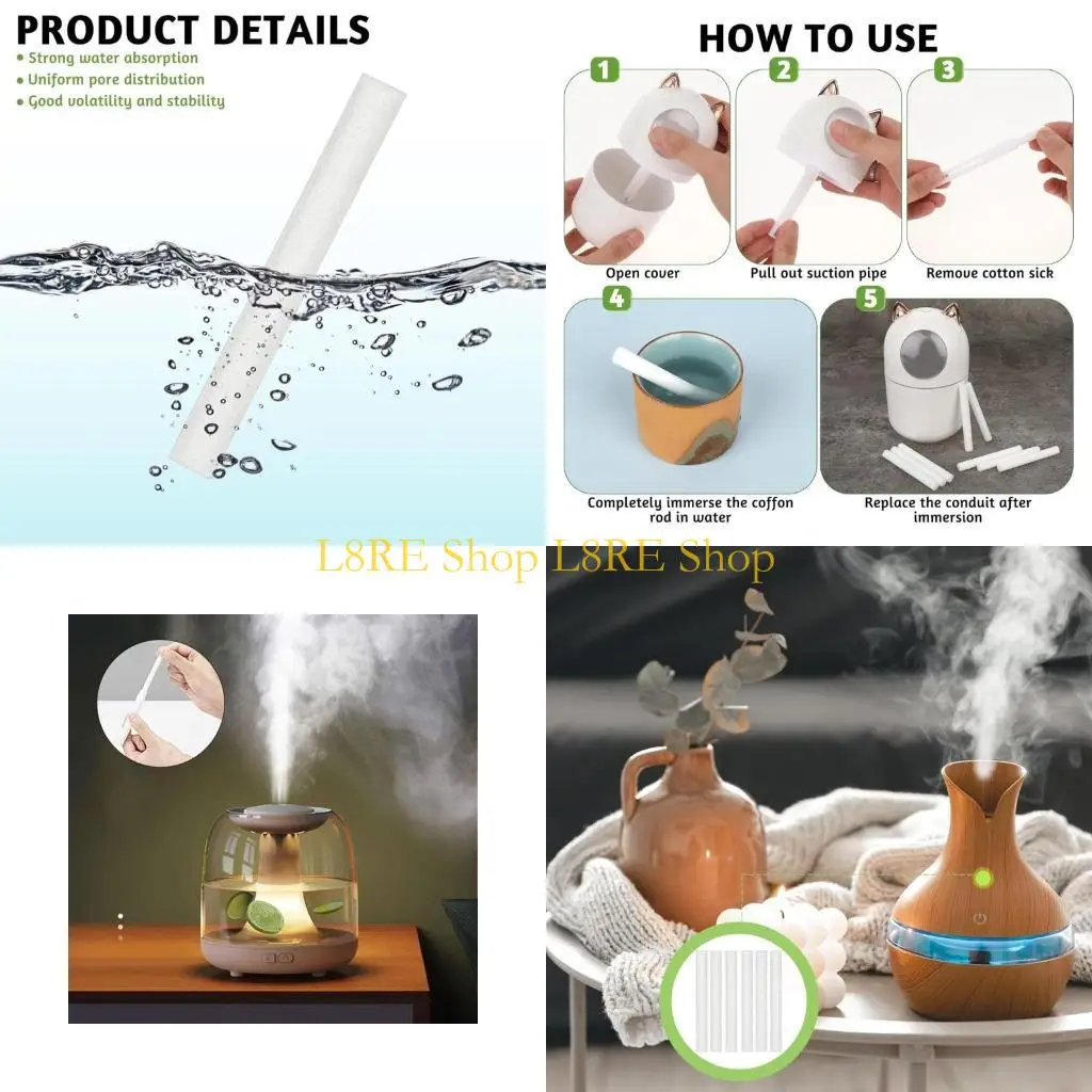 L8RE 100 Pack Humidifier Replacement Wicks Sponge Sticks Humidifier Sticks Sponge Texture Perfect for Enhancing Air Humidity