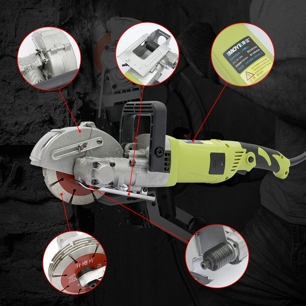 4000W 220V 6500RPM Schlitzfräsmaschine mit Stecker, elektrischer Mauernutfräser, Betonfräser, Nutfräser, Rillenfräser – Detail 5