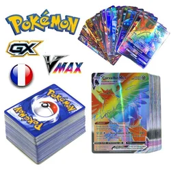 Cartas Holográficas Francesas de Pokemon, Violeta Escarlate, Vmax, EX, Vstar, GX, Carta V, Arco-íris, Arco-íris, Brilhante, Pikachu, Charizard, Presentes infantis, Novo