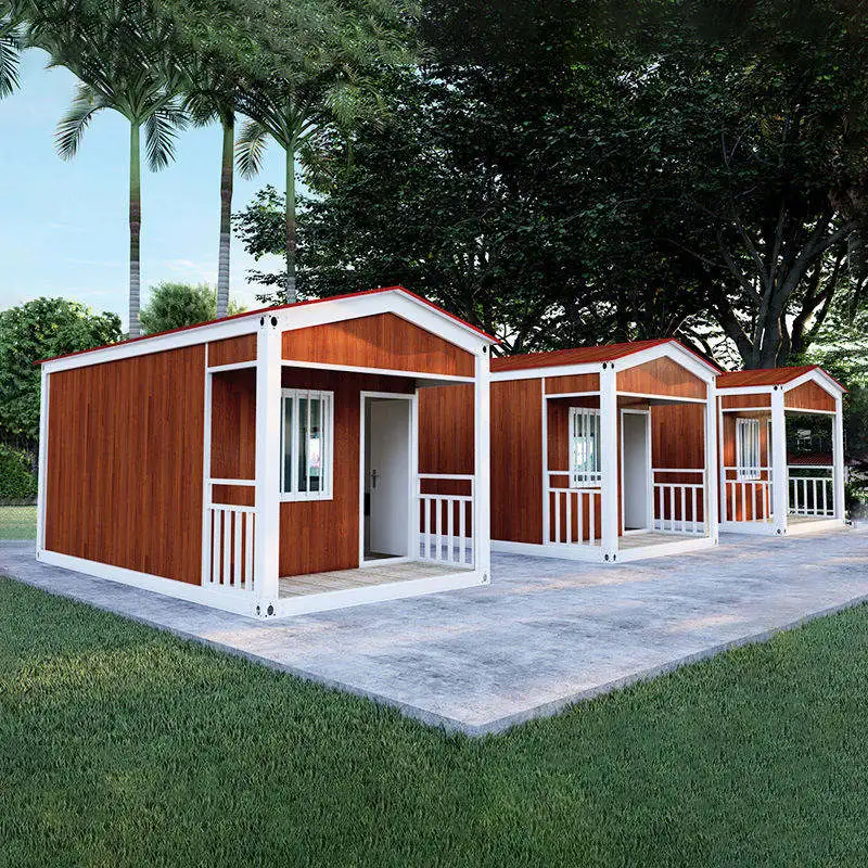 Easy To Install Outdoor Container House Wood Grain Color Aluminum Alloy Sandwich Panels House Affordable Outdoor Container