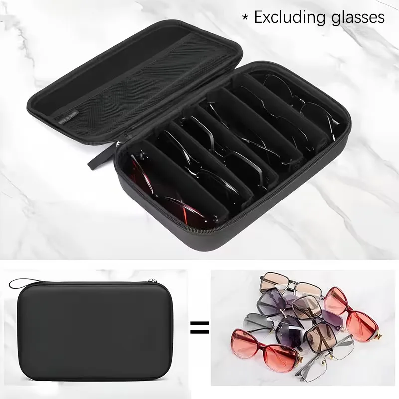 Adjustable 6-Compartment Eyewear & Fashion Glasses Organizer - Portable Partition Storage Box Suitable for Travel